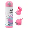 Children's hot water bottle, stainless steel, with safety straw, PINK (500ml)