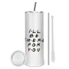 Tumbler stainless steel 600ml, with metal straw & cleaning brush
