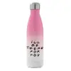 Μεταλλικό παγούρι θερμός Ροζ/Λευκό (Stainless steel), διπλού τοιχώματος, 500ml