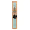 Easter Set, wooden keychain & aromatic flat Easter candle (30cm) (TURQUOISE)