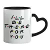 Mug heart black handle, ceramic, 330ml