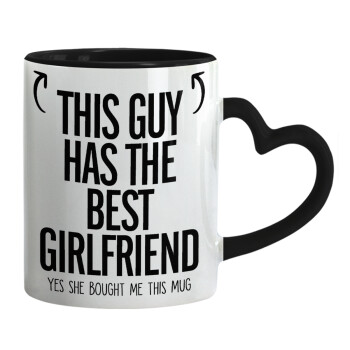 This guy has the best Girlfriend, Mug heart black handle, ceramic, 330ml
