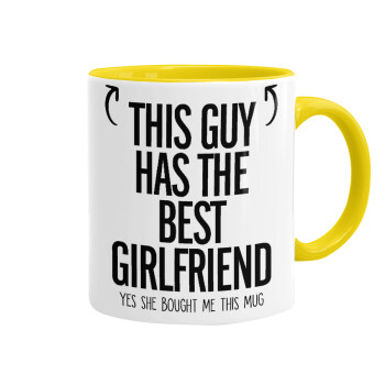 This guy has the best Girlfriend, Mug colored yellow, ceramic, 330ml