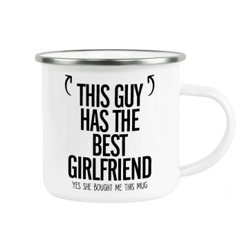 This guy has the best Girlfriend, Metallic enamel cup white 360ml