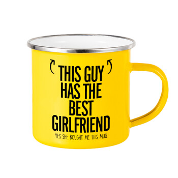 This guy has the best Girlfriend, Yellow Enamel Metallic Cup 360ml