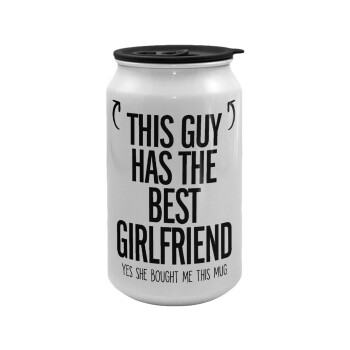 This guy has the best Girlfriend, Κούπα ταξιδιού μεταλλική με καπάκι (tin-can) 500ml
