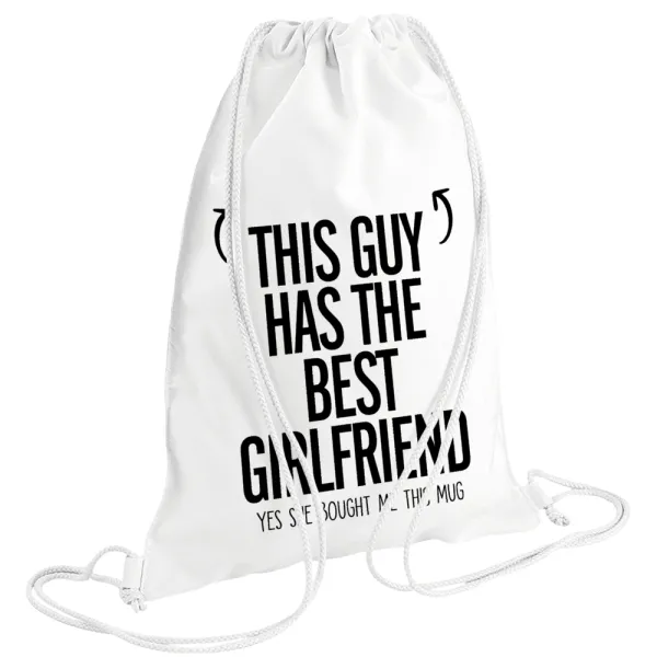 This guy has the best Girlfriend — Backpack pouch GYMBAG white (28x40cm)