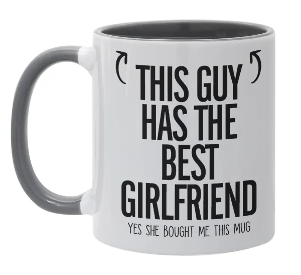 This guy has the best Girlfriend — Κούπα χρωματιστή γκρι, κεραμική, 330ml