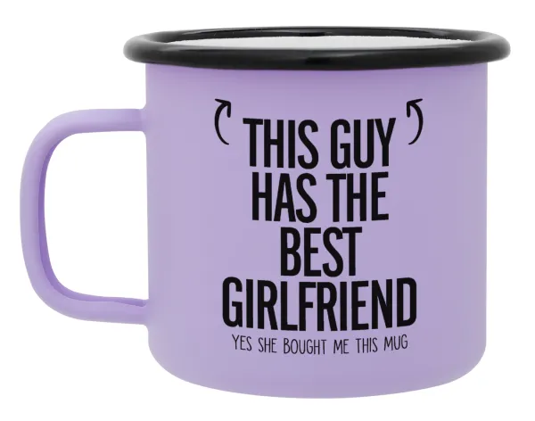 This guy has the best Girlfriend — Metal enamel mug, matte light pastel purple, 360ml