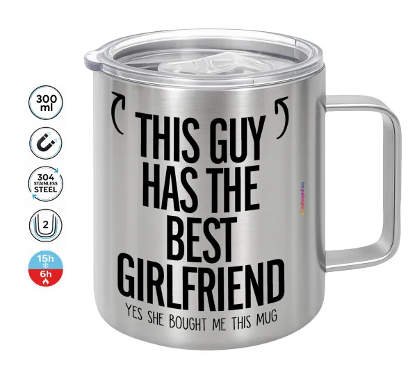 This guy has the best Girlfriend — Double-walled stainless steel mug 300ml with temperature-retaining lid