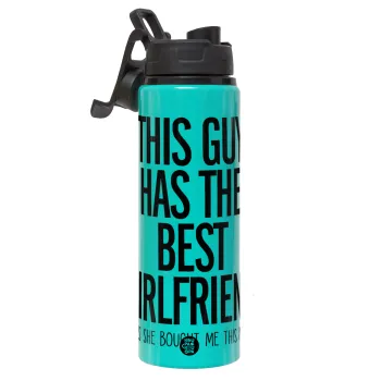 This guy has the best Girlfriend, Μεταλλικό παγούρι νερού με καπάκι ασφαλείας, αλουμινίου 850ml