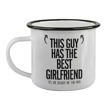 This guy has the best Girlfriend, Κούπα εμαγιέ με μαύρο χείλος 360ml