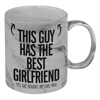 This guy has the best Girlfriend, Κούπα κεραμική, marble style (μάρμαρο), 330ml