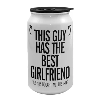 This guy has the best Girlfriend, Κούπα ταξιδιού μεταλλική με καπάκι (tin-can) 500ml