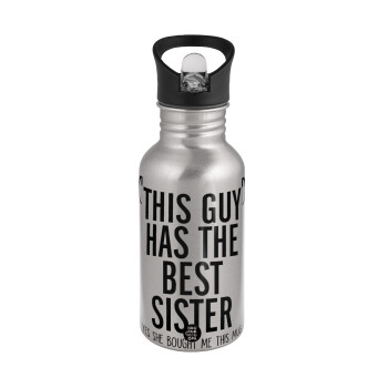 This guy has the best Sister, Water bottle Silver with straw, stainless steel 500ml