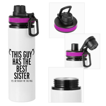 This guy has the best Sister, Metallic water bottle with safety lid, 850ml aluminum