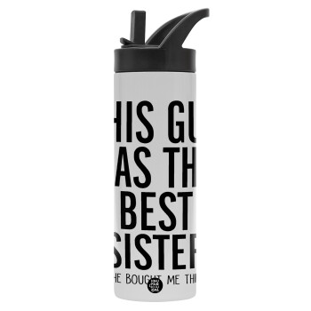 This guy has the best Sister, Metallic thermos bottle with straw & handle, stainless steel (Stainless steel 304), double-walled, 600ml.