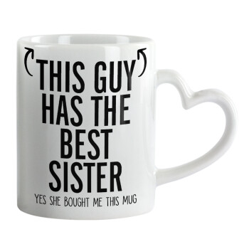 This guy has the best Sister, Mug heart handle, ceramic, 330ml