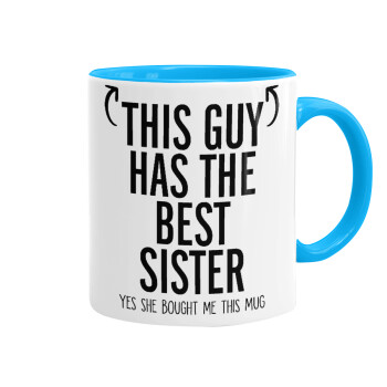 This guy has the best Sister, Mug colored light blue, ceramic, 330ml