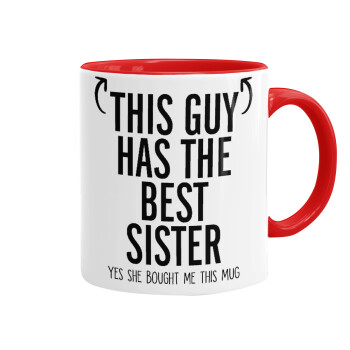 This guy has the best Sister, Mug colored red, ceramic, 330ml
