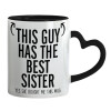 Mug heart black handle, ceramic, 330ml