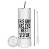 Tumbler stainless steel 600ml, with metal straw & cleaning brush