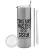 Tumbler stainless steel Silver 600ml, with metal straw & cleaning brush