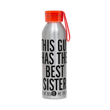 This guy has the best Sister, Aluminum Sports Bottle 650ml – Silver with Red Cap and Silicone Strap