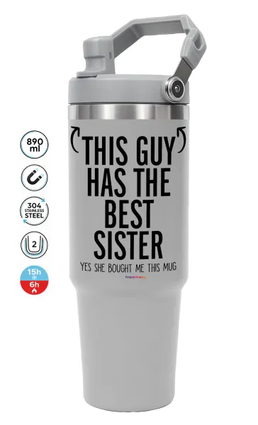 This guy has the best Sister — GREY Travel Tumbler with Handle 890ml