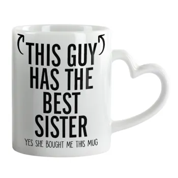 This guy has the best Sister, Mug heart handle, ceramic, 330ml