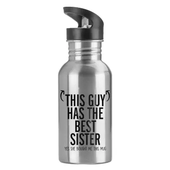 This guy has the best Sister, Water bottle Silver with straw, stainless steel 600ml