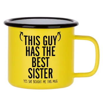 This guy has the best Sister, Κούπα Μεταλλική εμαγιέ ΜΑΤ Κίτρινη 360ml