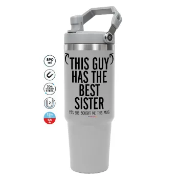 This guy has the best Sister, ΓΚΡΙ χρώματος Θερμός Ανοξείδωτο 890ml (30oz) με χερούλι