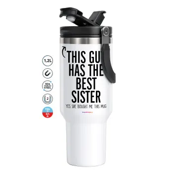 This guy has the best Sister, Mega Tumbler με καπάκι, διπλού τοιχώματος (θερμό) 1,2L