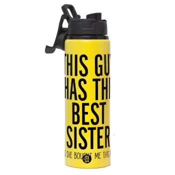 This guy has the best Sister, Metallic water bottle with safety lid, 850ml aluminum