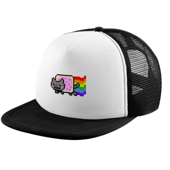 Nyan Pop-Tart Cat, Καπέλο Soft Trucker με Δίχτυ Black/White 
