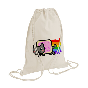 Nyan Pop-Tart Cat, Τσάντα πλάτης πουγκί GYMBAG natural (28x40cm)