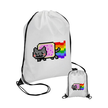 Nyan Pop-Tart Cat, Τσάντα πουγκί με μαύρα κορδόνια 45χ35cm (1 τεμάχιο)