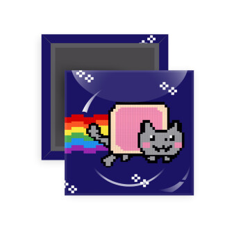 Nyan Pop-Tart Cat, Μαγνητάκι ψυγείου τετράγωνο διάστασης 5x5cm