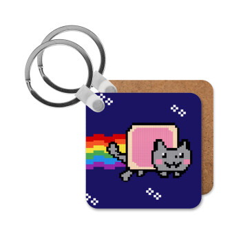 Nyan Pop-Tart Cat, Μπρελόκ Ξύλινο τετράγωνο MDF