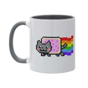 Nyan Pop-Tart Cat, Κούπα χρωματιστή γκρι, κεραμική, 330ml