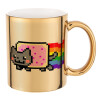 Nyan Pop-Tart Cat, Κούπα κεραμική, χρυσή καθρέπτης, 330ml