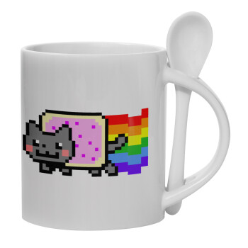 Nyan Pop-Tart Cat, Κούπα, κεραμική με κουταλάκι, 330ml (1 τεμάχιο)