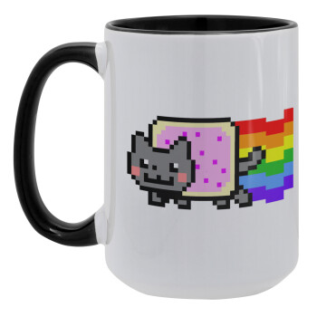 Nyan Pop-Tart Cat, Κούπα Mega 15oz, κεραμική Μαύρη, 450ml