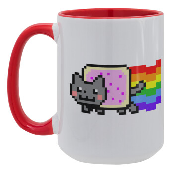 Nyan Pop-Tart Cat, Κούπα Mega 15oz, κεραμική Κόκκινη, 450ml