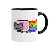 Nyan Pop-Tart Cat, Κούπα χρωματιστή μαύρη, κεραμική, 330ml