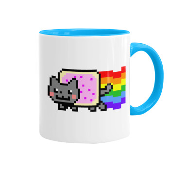 Nyan Pop-Tart Cat, Mug colored light blue, ceramic, 330ml