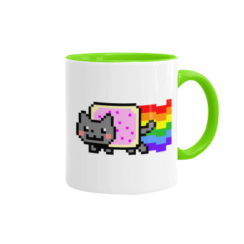 Nyan Pop-Tart Cat, Mug colored light green, ceramic, 330ml