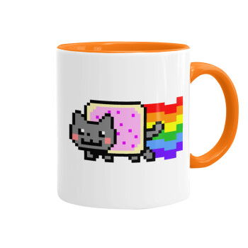 Nyan Pop-Tart Cat, Κούπα χρωματιστή πορτοκαλί, κεραμική, 330ml