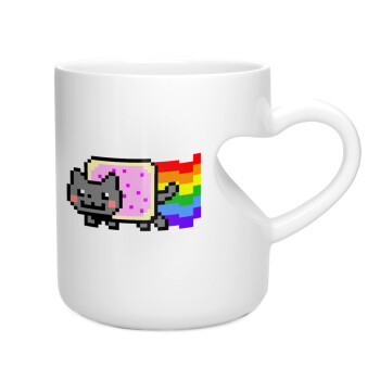 Nyan Pop-Tart Cat, Κούπα καρδιά λευκή, κεραμική, 330ml